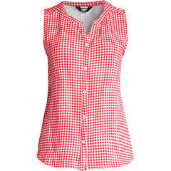 Women's Plus Size Crinkle Knit Button Front Tank