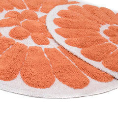Chesapeake Bursting Flower Cotton Anti Skid 2 Piece Round Bath Rug Set
