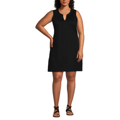 Women's Plus Size Cotton Jersey Notch Neck Dress
