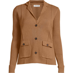 Women's Plus Size Drifter Ribbed Collared Blazer Sweater