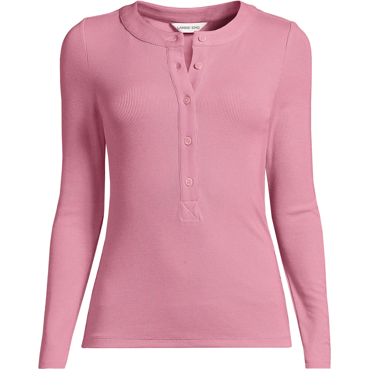 Women's Drapey Rib Fitted Long Sleeve Henley T-Shirt