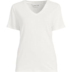 Women's Plus Size Short Sleeve Linen Blend V-Neck Tee