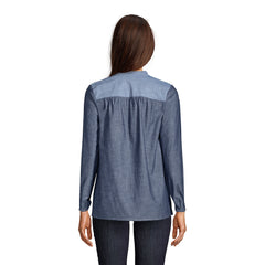 Women's Chambray Mix Peasant Top