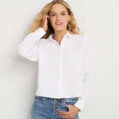 Women's Cotton Cropped Long Sleeve Shirt
