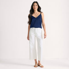 Women's Petite Denim High Rise Wide Leg Crop Jeans