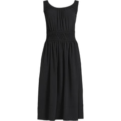Women's Creaseless Scoop Neck Smocked Midi Dress