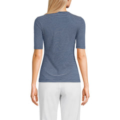 Women's Lightweight Jersey Skimming Elbow Sleeve Crew Neck T-shirt