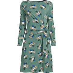 Women's Plus Size Boatneck Long Sleeve Tie Waist Dress