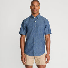 Men's Tall Short Sleeve Button Down Chambray Shirt