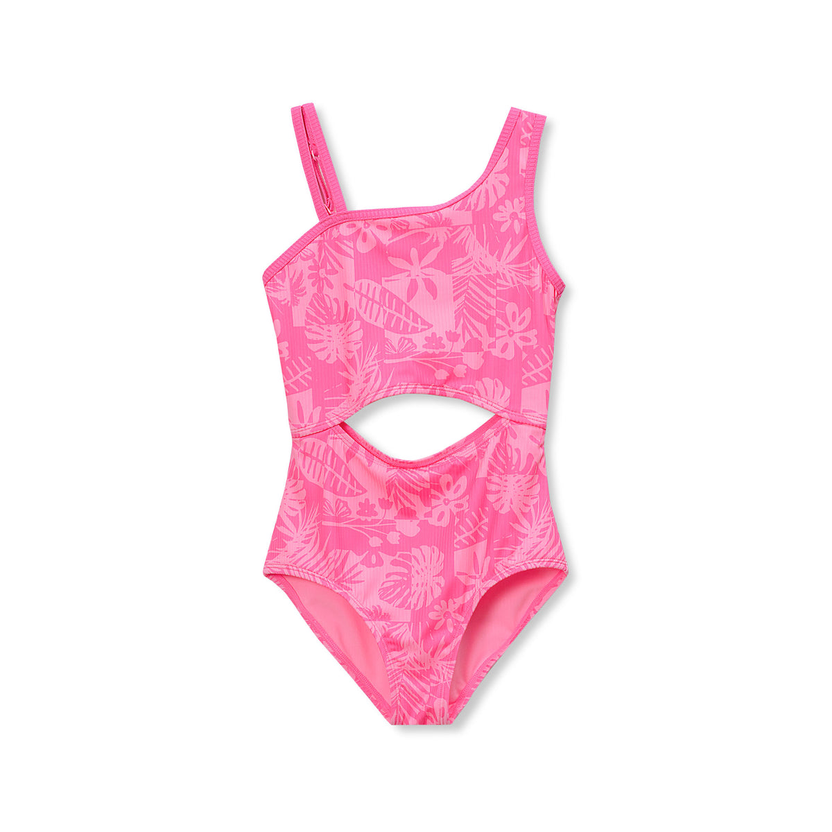 Girls Chlorine Resistant Asymmetrical One Piece Swimsuit