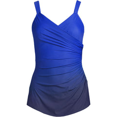 Women's Plus Size DDD-Cup Slender Tummy Control Chlorine Resistant Skirted One Piece Swimsuit Print