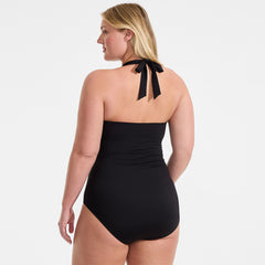 Women's Plus Size Knot Twist Halter One Piece