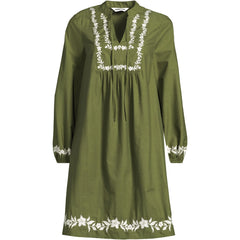 Women's Embroidered Above the Knee Tie Neck Dress