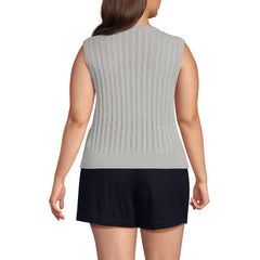 Women's Plus Size Cotton Pointelle Shell Sweater