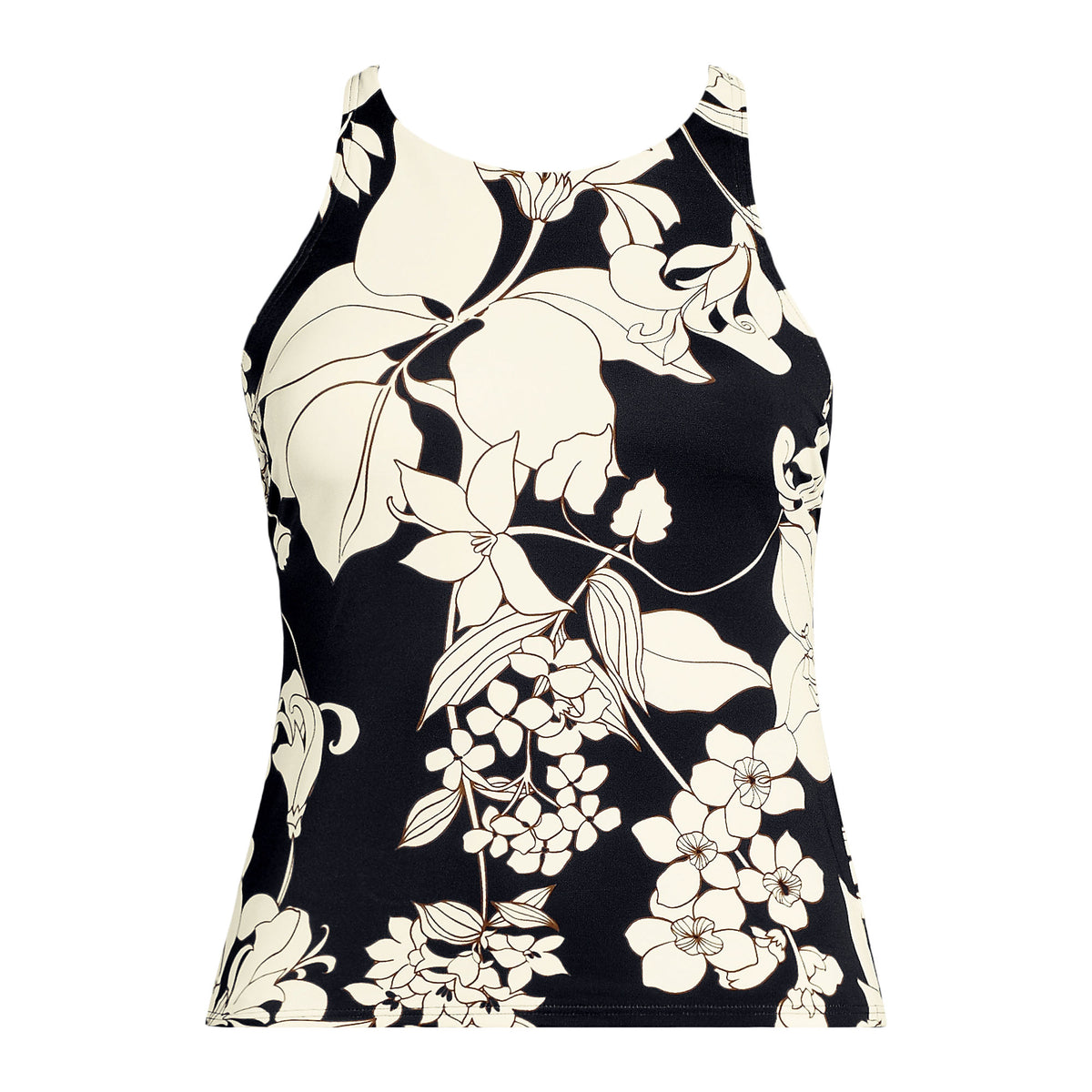 Women's Mastectomy Tugless High Neck Strappy Back Tankini Top 22.5"
