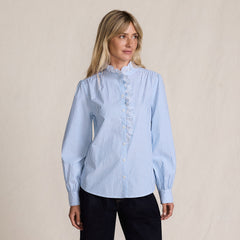 Women's Poplin Ruffle Button Front Shirt