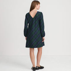 Women's Brushed Flannel Scoop Neck Long Sleeve Above Knee Dress