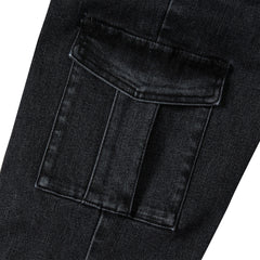 Girls Denim Cargo Wide Leg Jeans