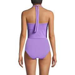Women's Knot Front Halter Tankini Swimsuit Top