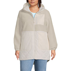 Women's Plus Size Sherpa Fleece Quilted Mixed Media Parka