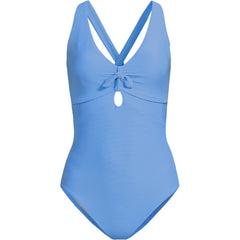 Women's Ribbed Knot Front One Piece Swimsuit