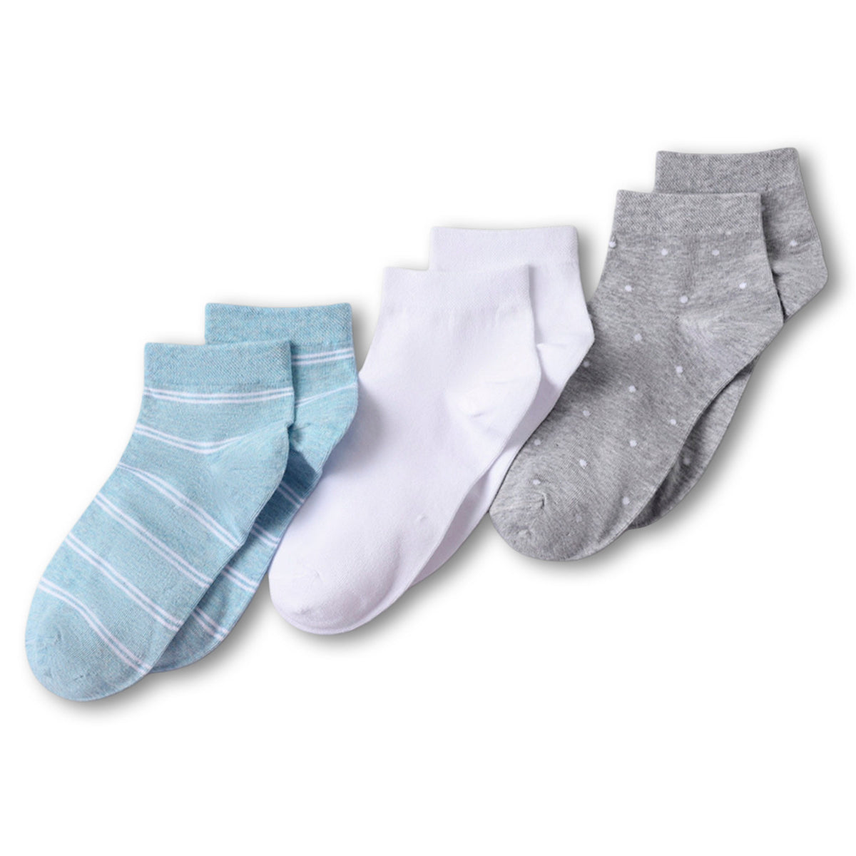 Women's Cotton Multi Print Quarter Crew Socks 3 Pack