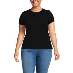 Women's Plus Size Drapey Rib Fitted Short Sleeve Mini T-Shirt