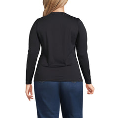 Women's Plus Supima Jersey Long Sleeve Button Henley