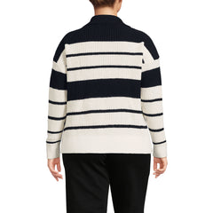 Women's Plus Size Cotton Boucle Johnny Collar Shaker Pullover