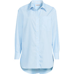 Women's Petite Oversized No Iron Tunic with Statement Collar Shirt