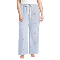 Women's Plus Size Poplin Wide Leg Sleep Pants