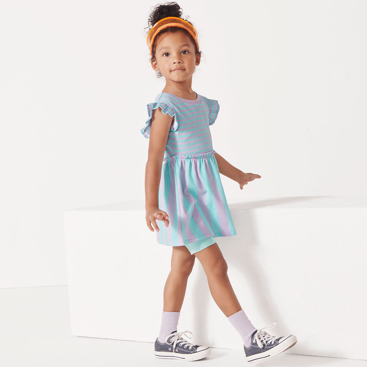 Girls Plus Short Sleeve Gathered Waist Tunic Top