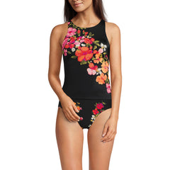 Women's Tugless High Neck Strappy Back Tankini Swimsuit Top