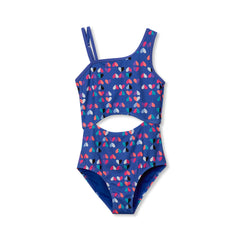 Girls Chlorine Resistant Asymmetrical One Piece Swimsuit