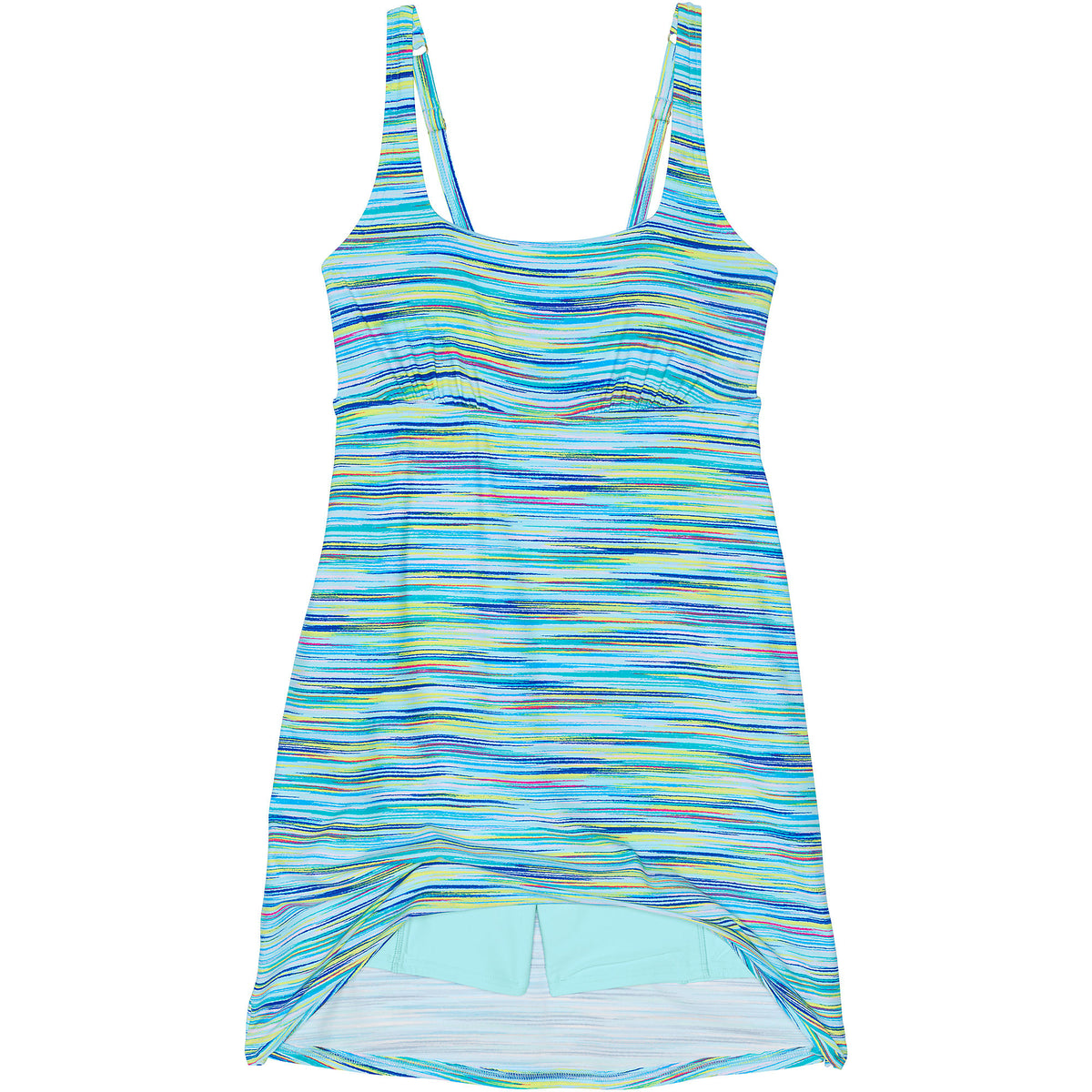 Women's Chlorine Resistant Tummy Control Square Neck Swim Dress One Piece Swimsuit with Shorts
