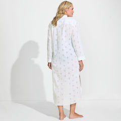Women's Plus Size Eyelet Button Down Maxi Cover-up Dress