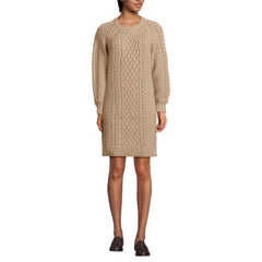 Women's Cotton Blend Cable Crew Neck Sweater Dress