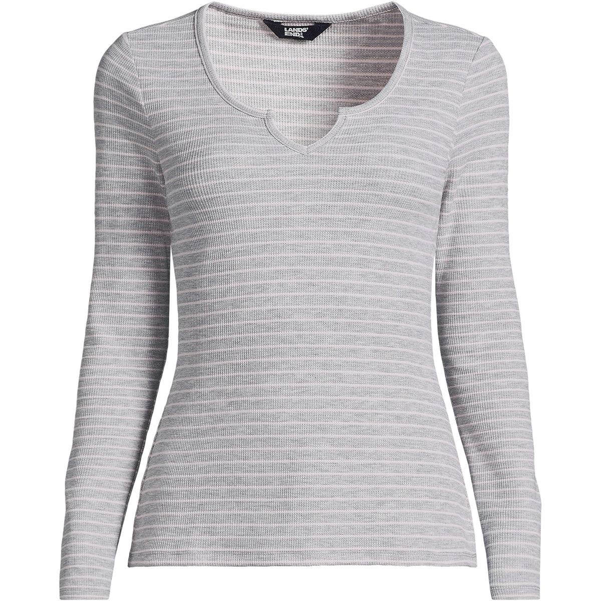 Women's Lightweight Waffle Long Sleeve Notch Neck T-Shirt