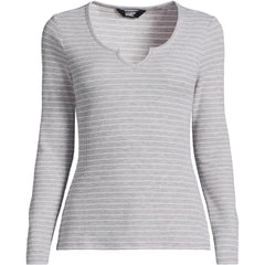 Women's Lightweight Waffle Long Sleeve Notch Neck T-Shirt