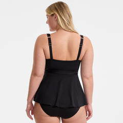 Women's Plus Size Sweetheart Belted Flutter Tankini