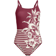 Women's Plus Size Tugless Thin Strap One Piece Swimsuit
