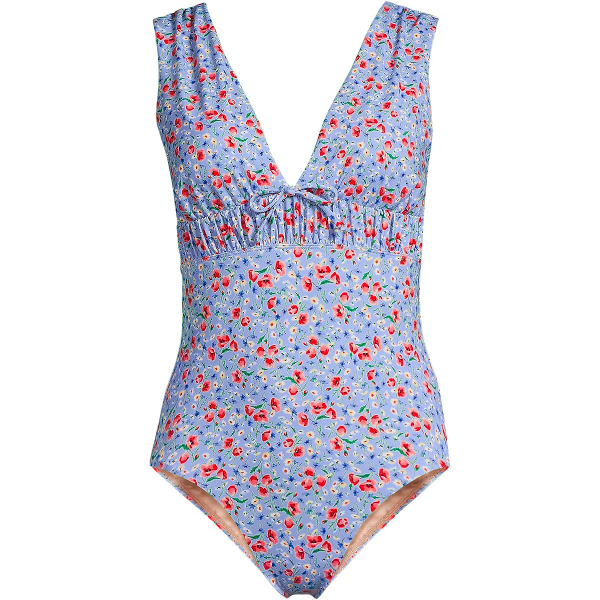 Women's Wide Strap Plunge Shirred One Piece