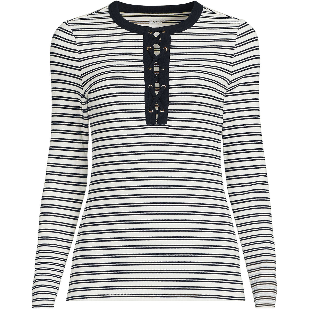 Women's Polished Rib Tie Henley Top