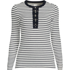 Women's Polished Rib Tie Henley Top
