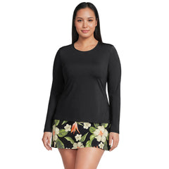 Women's Plus Size SunShade UPF 50 Long Sleeve Rash Guard Swim Tee