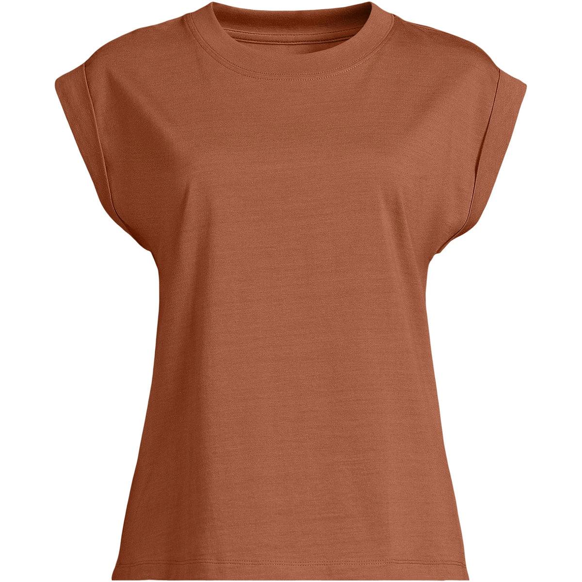 Women's Plus Size Cap Sleeve Supima Cotton Crew Neck Tee