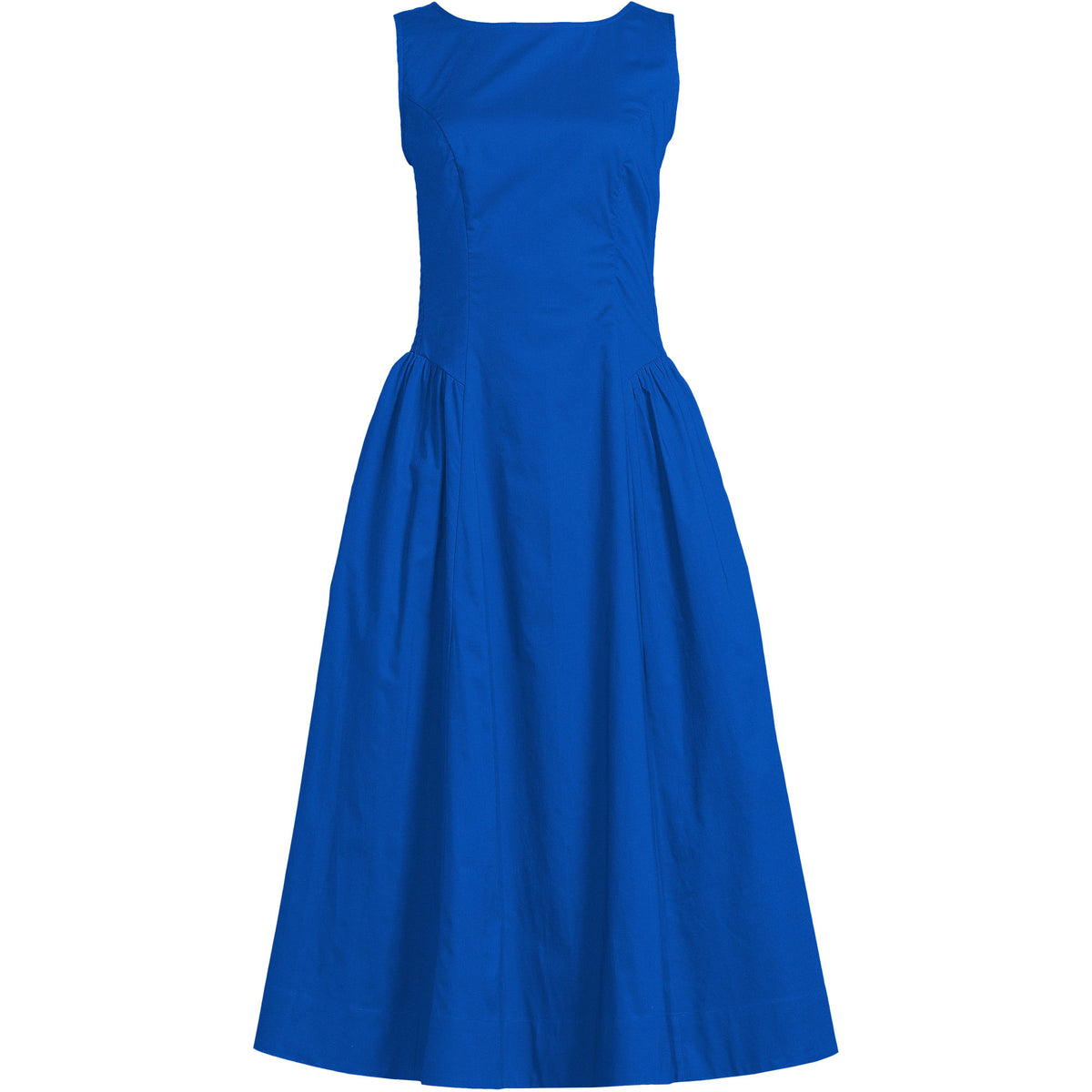 Women's Poplin Boatneck Midi Dress