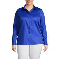 School Uniform Women's Plus Size Long Sleeve Performance Twill Shirt