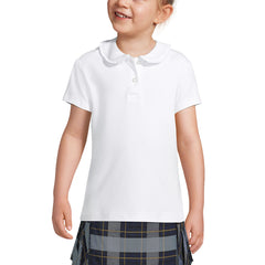 Girls Short Sleeve Ruffled Peter Pan Collar Knit Shirt