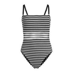 Women's Crochet Square Neck High Leg One Piece Swimsuit